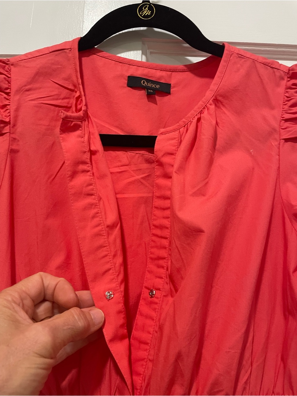 Quince Coral Tiered Short-Sleeve Maxi Dress - Picture 4 of 7